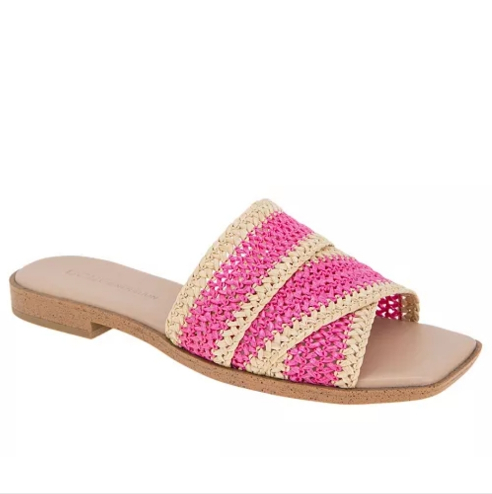 BCBGeneration Lileen Slip-On Woven Raffia Flat Sandals